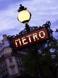 Classic Art Nouveau Metro Sign at Odeon Metro Station, Paris, France