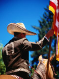 Man Riding a Horse in the Cinco De Mayo Parade for the Mexican Community, Calistoga, USA