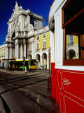 Tram on Praca De Commercio, Lisbon, Portugal