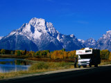 Buy Motorhome by Roadside, with Mountain in Distance, Grand Teton National Park, U.S.A. at AllPosters.com