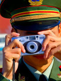 Guard Using His Camera on National Day in Tiananmen Square, Beijing, China