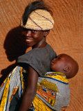 Betamaribe (Somba) Girl with Baby Brother Sleeping on Her Back, Tagaye, Benin