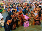 Buy Pilgrims Making Pura or Blessing at Sangam, Sacred Meeting Place of Three Sacred Rivers, India at AllPosters.com