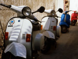 Vespas Parked in Narrow Street, Italy