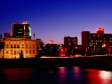 Des Moine River with Skyline at Night, Des Moine, United States of America