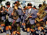 Male Marching Band in Traditional Costume During Oktoberfest, Munich, Germany