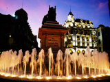 Buy Fountain and City Square at Dusk, Granada, Spain at AllPosters.com