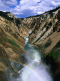 Rainbow Over River at Lower Falls, Part of Yellowstone Falls, Yellowstone National Park, USA