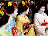Geisha and Maiko at Memorial for Poet Yoshii Isamu in Gion, Japan