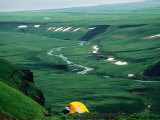 Overhead of Tent and Camper on Northeast Side of Okmok Caldera, United States of America