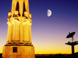 Statue, Moon and Satellite Dish, Griffith Observatory, Griffith Park, Hollywood, Los Angeles, USA