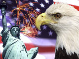 Eagle, Fireworks, Statue of Liberty