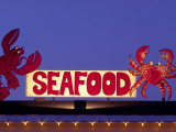Seafood Sign at Night, Cape Breton, Nova Scotia, Canada