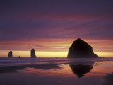 Haystack Rock at Sunset, Cannon Beach, Oregon, USA Photographic Print