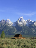 Morning Light on the Tetons and Old Barn, Grand Teton National Park, Wyoming, USA