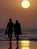 Buy Couple Walking on Beach at Sunset, Sarasota, Florida, USA at AllPosters.com