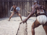 Actor Kirk Douglas Faces Actor Woody Strode in Scene From Stanley Kubrick's Film 