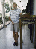 Ernest Hemingway on the Balcony of Bill Davis's Home Near Malaga