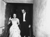 Jimmy Stewart Escorting Olivia deHavilland After Winning Oscar for Best Actress in 