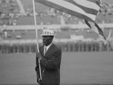 Rafer Johnson Leading USA Athletes During the Opening Day. 1960 Olympics. Rome, Italy