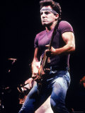 Singer Bruce Springsteen Playing Guitar While Performing on Stage Premium Photographic Print