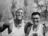 Rafer Johnson with Arm Around Unidentified Athlete at 1960 Olympics