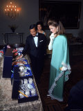 Cambodian Prince Sihanouk and Wife Presenting Jacqueline Kennedy silverware on trip to Cambodia