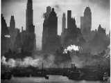 New York Harbor with Its Majestic Silhouette of Skyscrapers Looking Straight Down Bustling 42nd St.