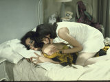 Actresses Elizabeth Taylor and Mia Farrow in a Scene from the Movie 
