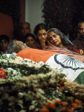 Widow of India's Prime Minister Shastri Mourning over Her Husband's Body as It Lies in State
