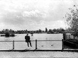 Buy British Actor Alec Guinness Sitting Alone by Lake in a Park at AllPosters.com