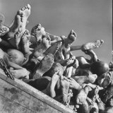 Naked Bodies piled high of Prisoners Who Died Recently Outside Buchenwald Concentration Camp