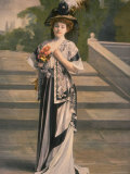 Buy Mme. Rejane Wearing Black and White Robe D'Apres Midi Designed by Doucet and hat with feathers at AllPosters.com