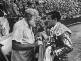 Spanish Matador Antonio Ordonez with Friend, Author Ernest Hemingway in Arena Before Bullfight