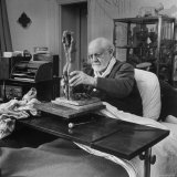 Henri Matisse Sculpting Nude Female Figure While Sitting in Bed in His Apartment