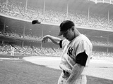 Yankee Mickey Mantle Flinging His Batting Helmet Away in Disgust During Bad Day at Bat