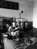 Henri Matisse Sculpting Nude Female Figure While Sitting in Bed in His Apartment