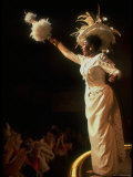 Actress Pearl Bailey Pointing Parasol as Dolly Levi in Scene from Broadway Musical "Hello Dolly"
