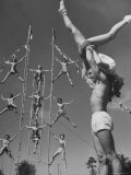 Student Circus Performers David Donnelly and Dolores Dugid Practicing Acrobatics