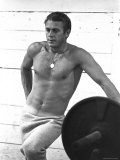 Buy Actor Steve McQueen Standing Beside Bench Press at AllPosters.com