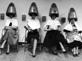 Buy Women Sitting and Reading under Hairdryers at Rockefeller Center "Pamper Club" at AllPosters.com