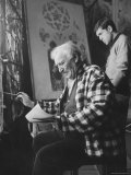 French Painter Marc Chagall Working on a Stained Glass Window