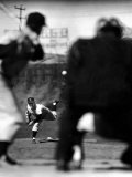 Pitcher Whitey Ford Firing a Fast Ball to Player Batting Premium Photographic Print