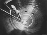 Admiral Hyman Rickover Descent Into Circular Nuclear Reactor Shell at Shipping Port Power Facility