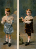 Boy Modeling in Pale Blue Satin and Brown Velvet with Lace accents from La Grande Maison