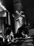 Maestro Leonard Bernstein Conducting NY Philharmonic During Rehearsal for Concert in Carnegie Hall
