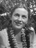 Buy Actress Joan Fontaine Sporting Pigtails and Her Natural Freckles in Yard at Home at AllPosters.com