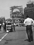 Coca Cola Sign and Thermometer Registering 100 Degrees during Columbus Circle Heat Wave in NY