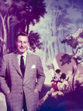 Walt Disney Posing Against Landscape Backdrop Containing Mickey Mouse