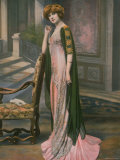 Mlle. Marcelle Prince Modeling Dress with Green Chiffon Evening Coat, Created by Margaine Lacroix